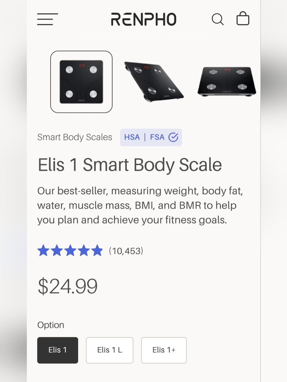 RENPHO Glass Body Composition Scale Elis 1, Track Metrics Thru App, Black NEW - Picture 16 of 16